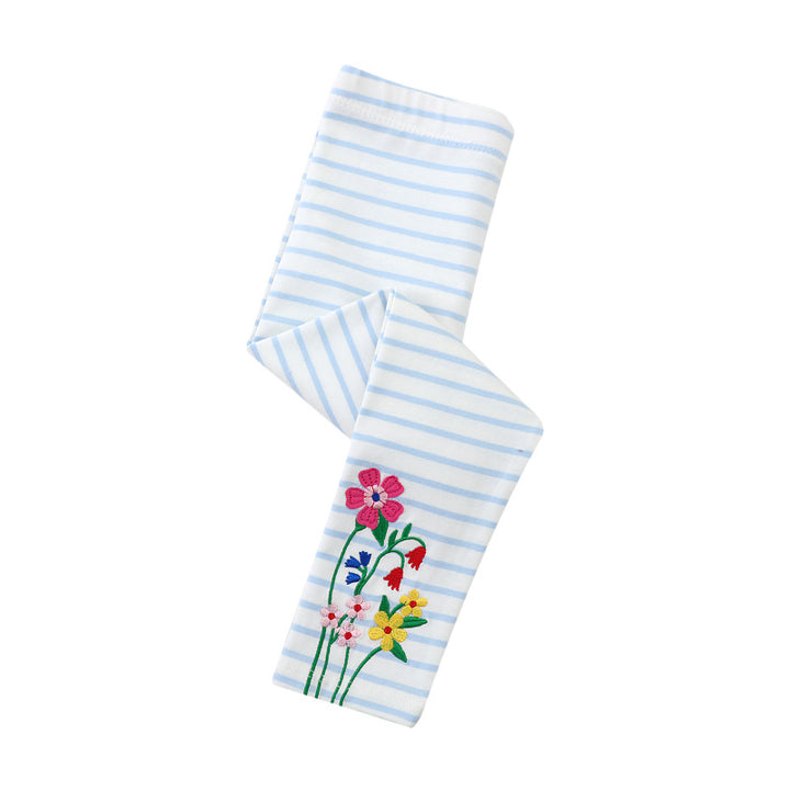 Mädchen Leggings mit buntem Blütenstickdesign Drune