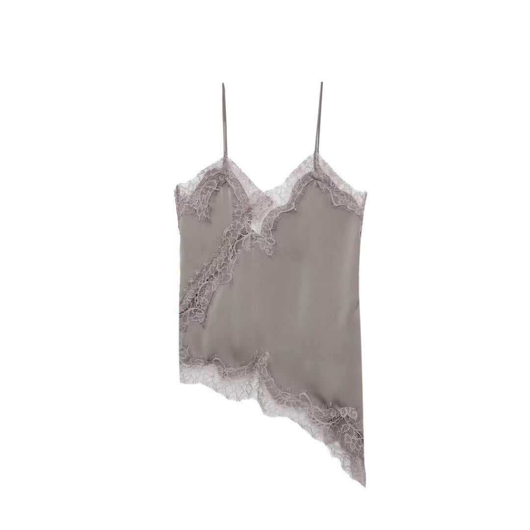 Damen-Spitzen-Camisole mit asymmetrischem Schnitt und eleganten Punkten Drune