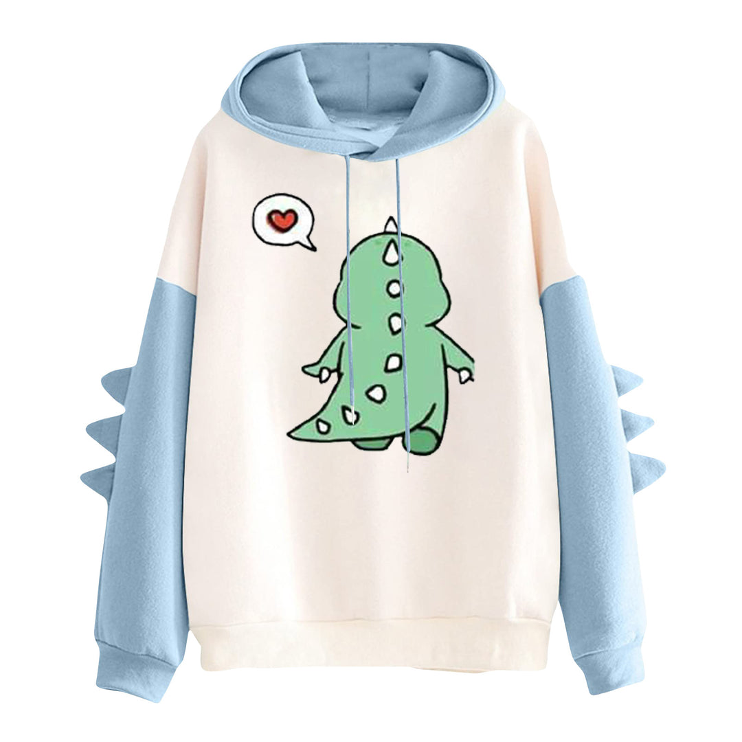 Damen nan Kapuzenpullover mit niedlichem Dinosaurier-Print und dreidimensionalen Ärmeldetails Drune