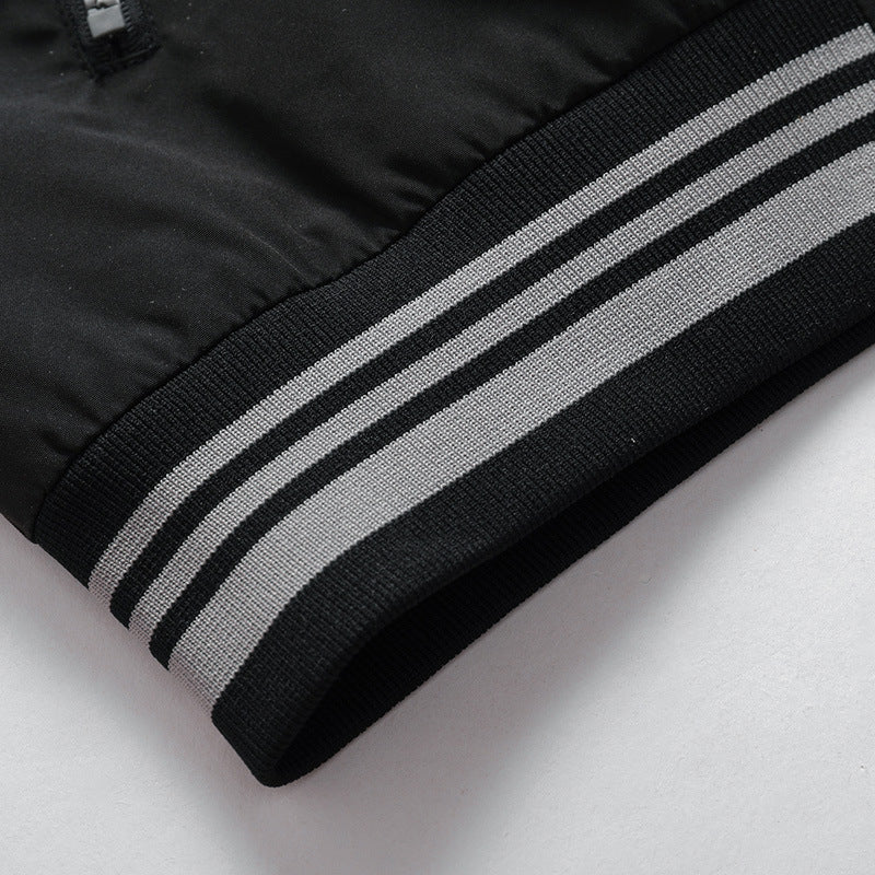 Herren Leichter Windbreaker-Blouson mit Stehkragen, Reißverschlusstaschen und gestreiften Rippbündchen Drune