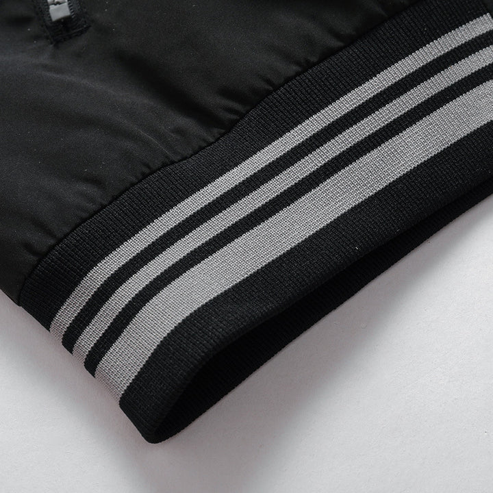 Herren Leichter Windbreaker-Blouson mit Stehkragen, Reißverschlusstaschen und gestreiften Rippbündchen Drune