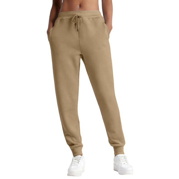 Damen nan schmale High‑Waist Sweat-Jogginghose mit hohem Komfortbund, verstellbarem Kordelzug und elastischen Knöchelbündchen Drune