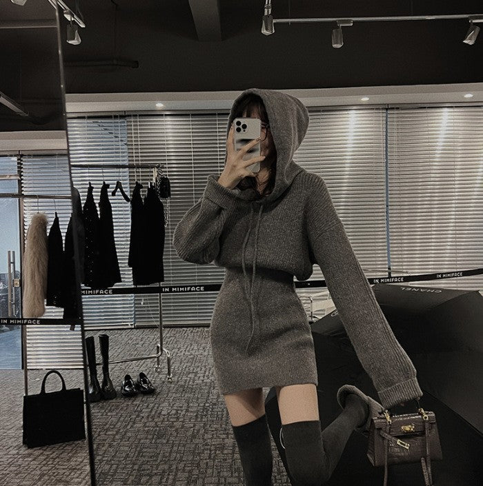 Damen Hoodie-Kleid mit lässigem Schnitt und praktischen Taschen Drune