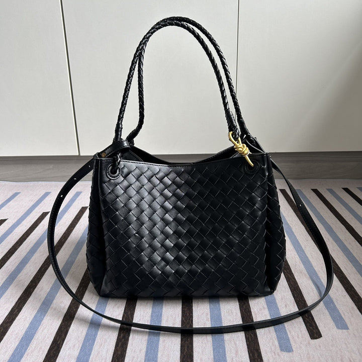 Damen Woven Leather Tote Bag mit verstellbarem Schultergurt Drune