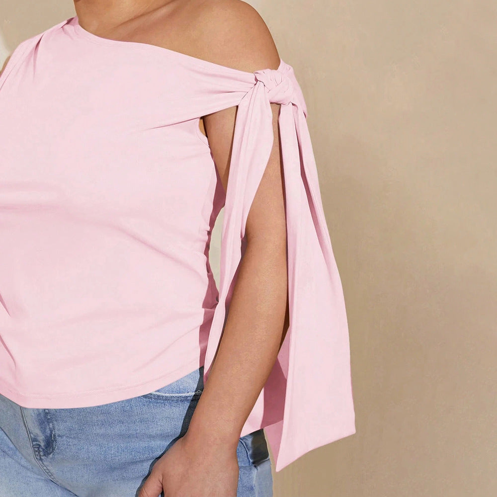Damen asymmetrisches Top mit bindbarem Design Drune
