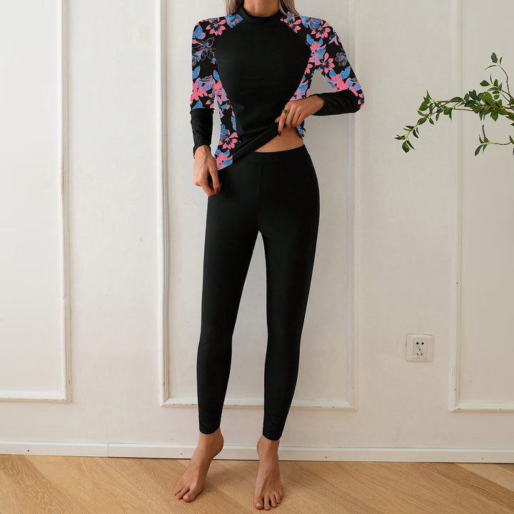 Damen Langarm Rashguard mit floralem Design Drune