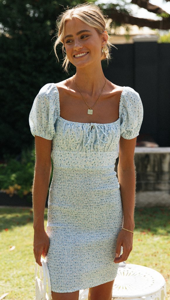 Damen figurbetontes Minikleid mit Puffärmeln und schmeichelnder Raffung Drune