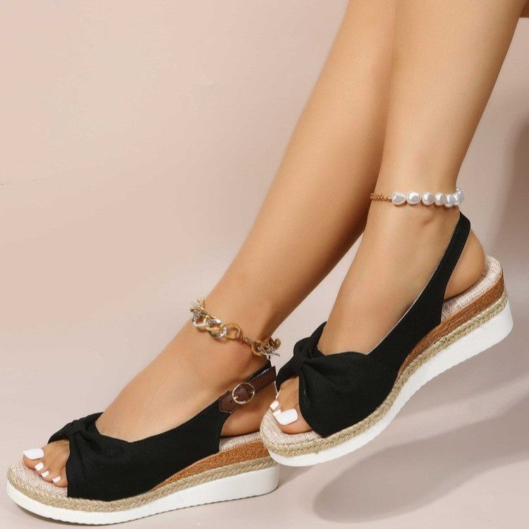 Damen Wedge-Sandalen mit modischem Knoten-Design und komfortabler Sohle Drune