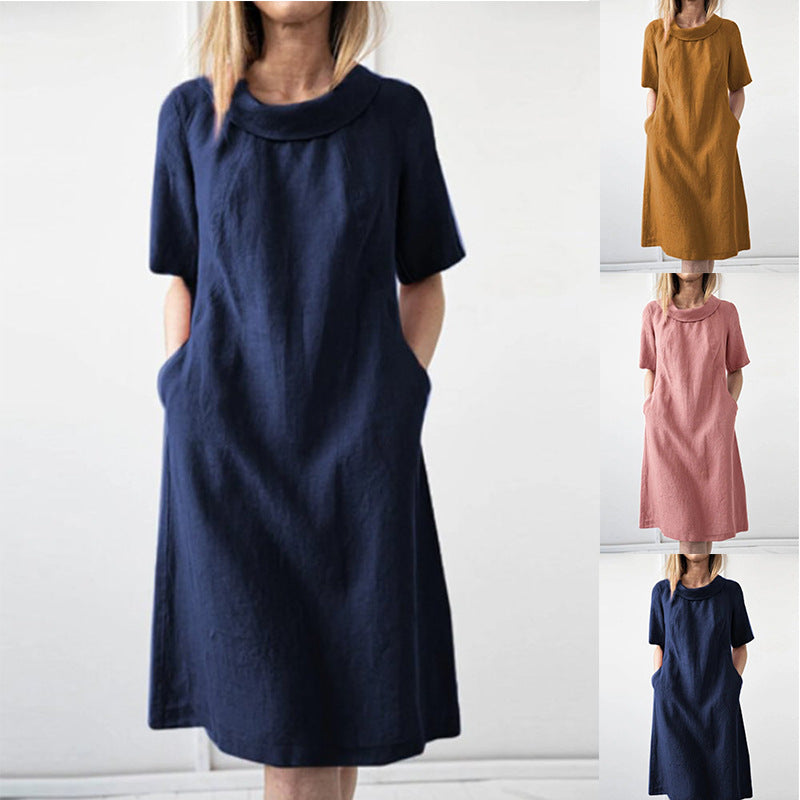 Damen Leichten Sommerkleid aus Leinen Drune