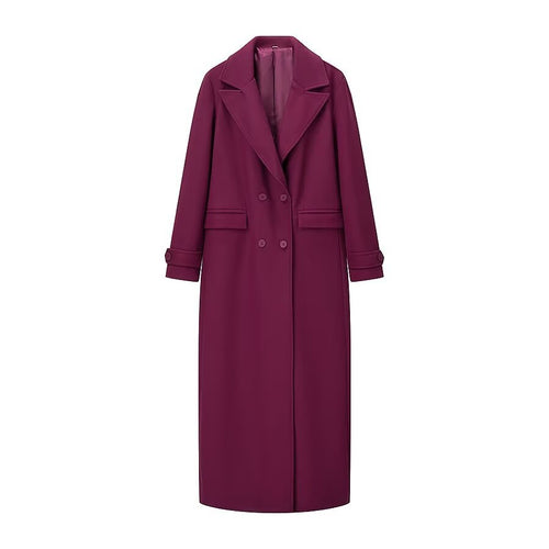 Damen nan extra langer Mantel mit klarer Silhouette, Doppelreiher und Manschettenriegel Drune