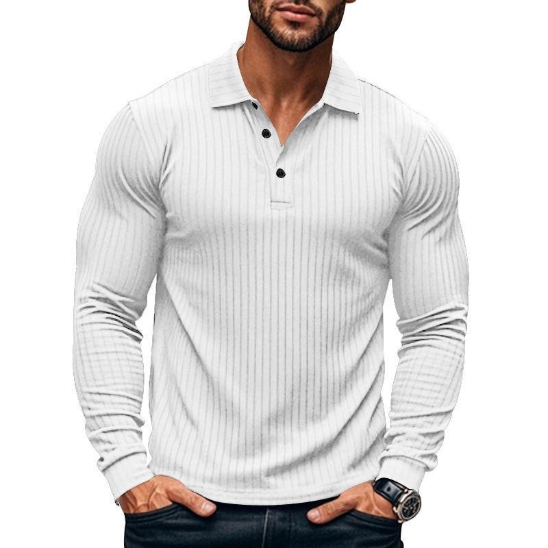 Herren Langarm-Henley-Shirt mit strukturiertem Rippenmuster Drune
