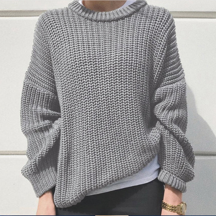 Damen lässiger Strickpullover mit modernem Rippmuster Drune