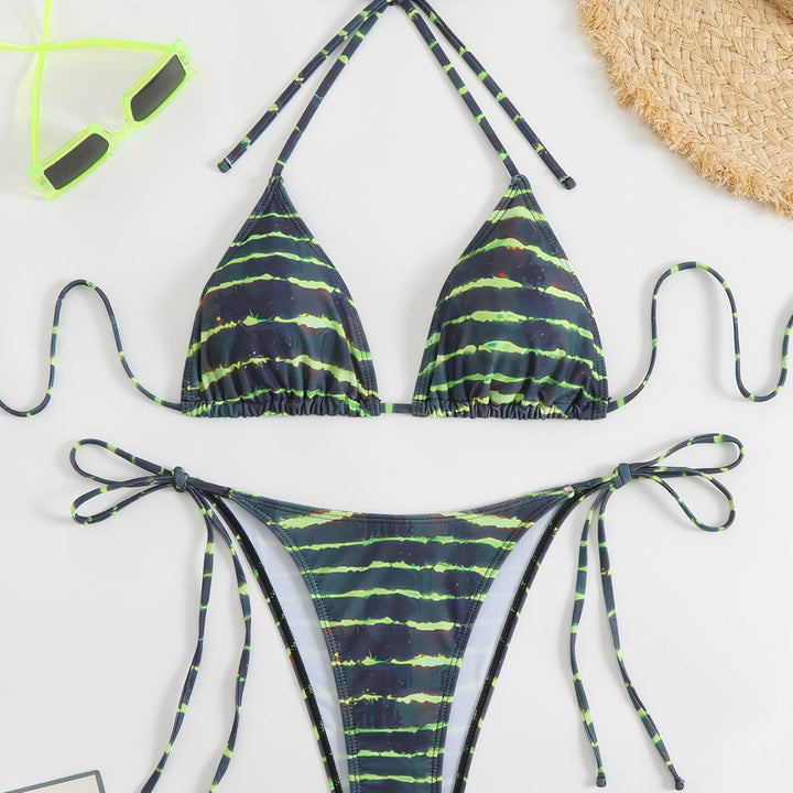 Damen Triangel-Bikini-Set mit verstellbaren Schnürdetails Drune