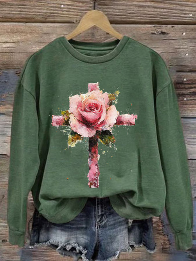 Damen Gemütlicher Pullover mit Herzmotiv Drune