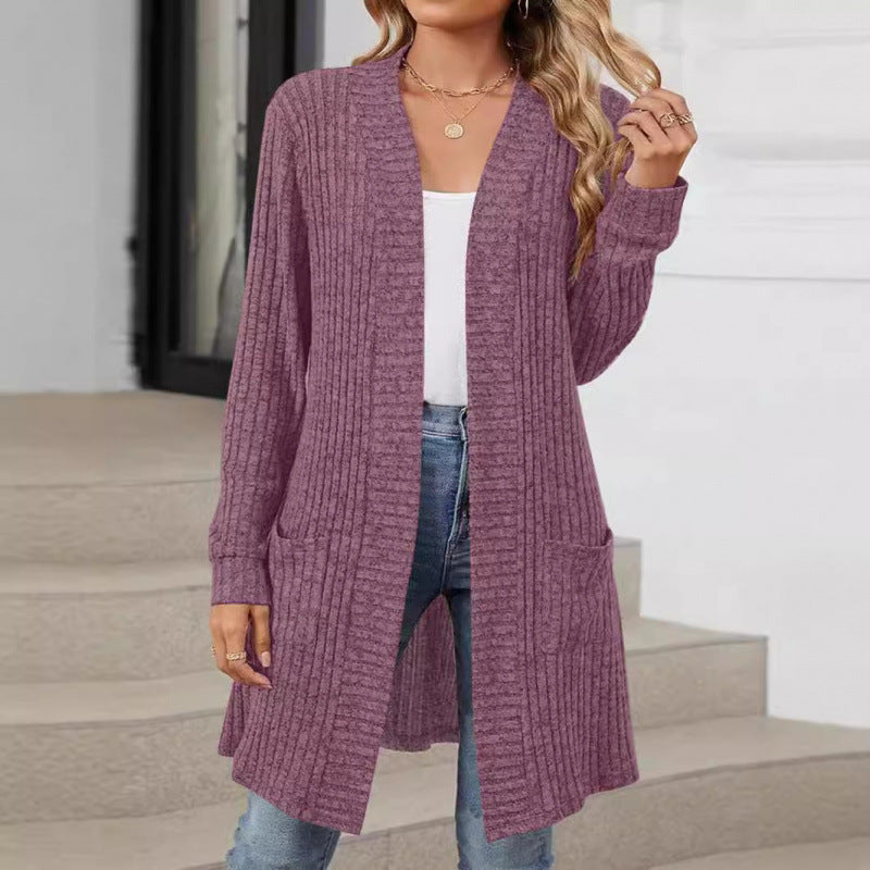 Damen Strickjacke mit offenem Design und praktischen Taschen Drune