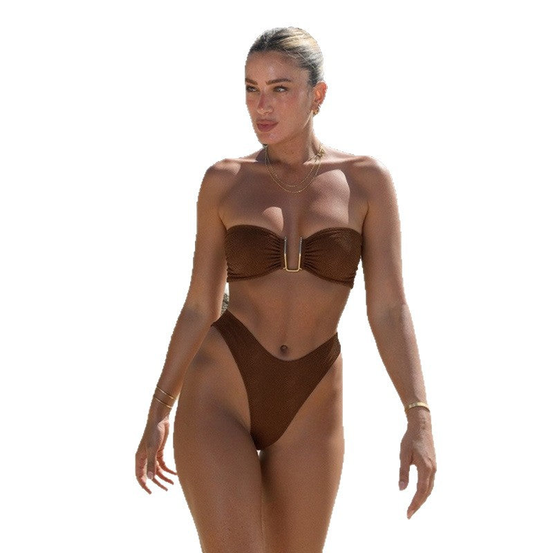 Damen Bandeau-Bikini mit elegantem Faltendetail Drune
