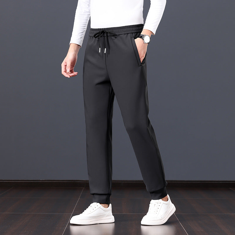 Herren elastische Freizeithose mit Tunnelzug, geradem Bein und verdeckten Reißverschlusstaschen Drune