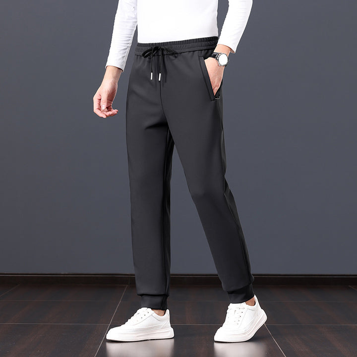 Herren elastische Freizeithose mit Tunnelzug, geradem Bein und verdeckten Reißverschlusstaschen Drune