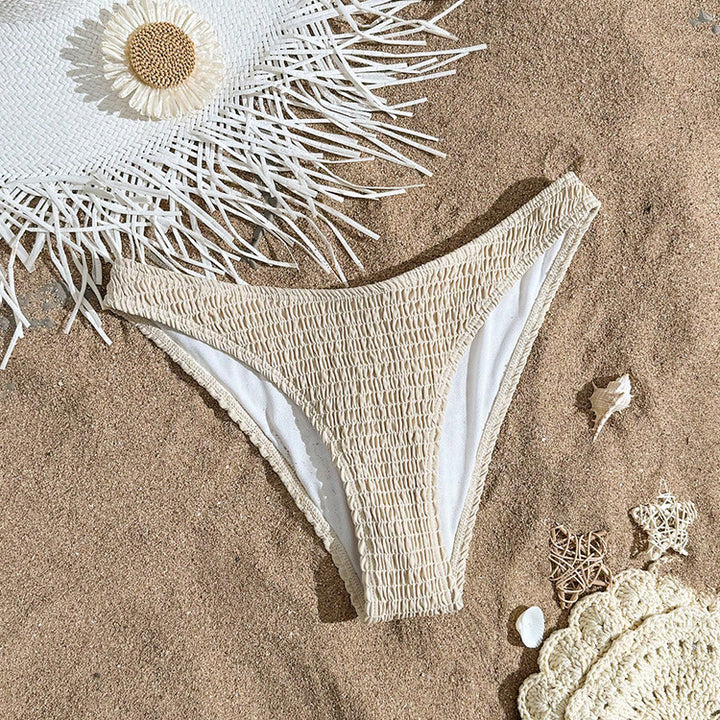 Damen Hochgeschnittene Bikinihose mit Raffung Drune