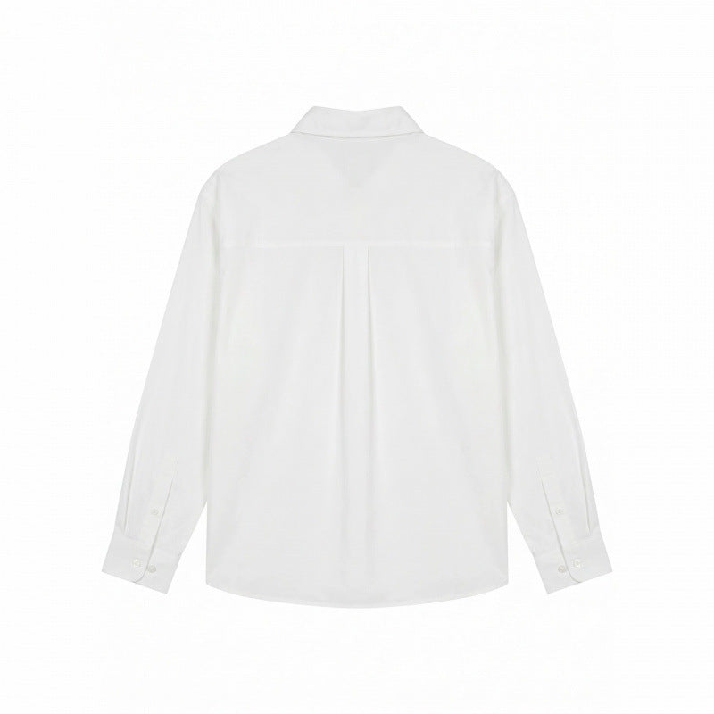 Unisex Besticktes Oversize-Hemd aus Baumwollmix mit Knopfleiste und dezenten Motivstickereien Drune