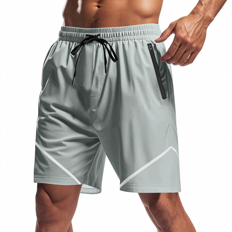 Herren nan atmungsaktive Trainingsshorts mit Reißverschlusstaschen und elastischem Tunnelzugbund Drune