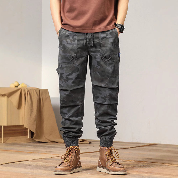 Herren Camouflage Utility-Joggerhose mit elastischem Tunnelzugbund, Kniefalten und Mehrfachtaschen Drune
