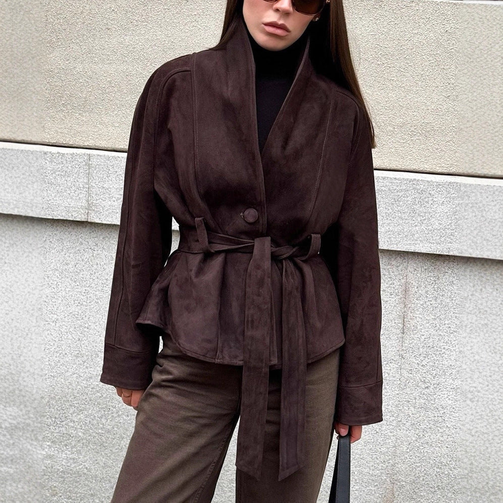 Damen Elegante Wendeblazerjacke aus hochwertigem Wildleder Drune