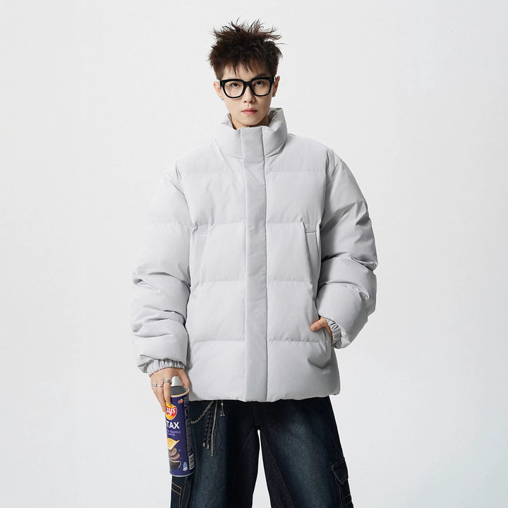 Herren Kurz geschnittene Oversize Steppjacke mit hohem Kragen Drune
