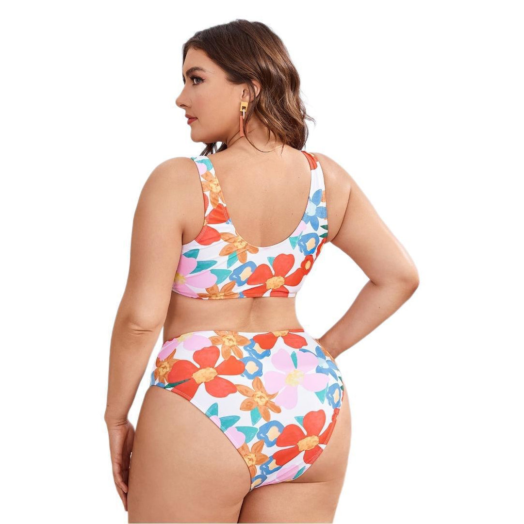 Damen Hochgeschnittenes Bikini-Set mit floralem Design Drune