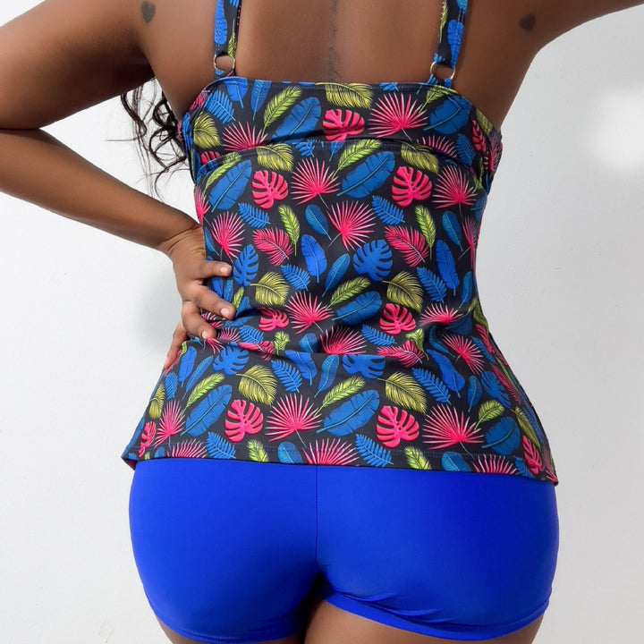 Damen Tankini mit farbenfrohem Blattdesign Drune