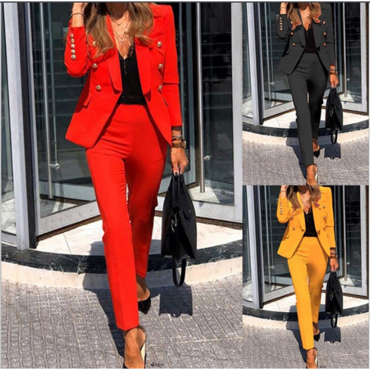Damen Elegantes Business-Anzug-Set mit doppelter Knopfleiste Drune