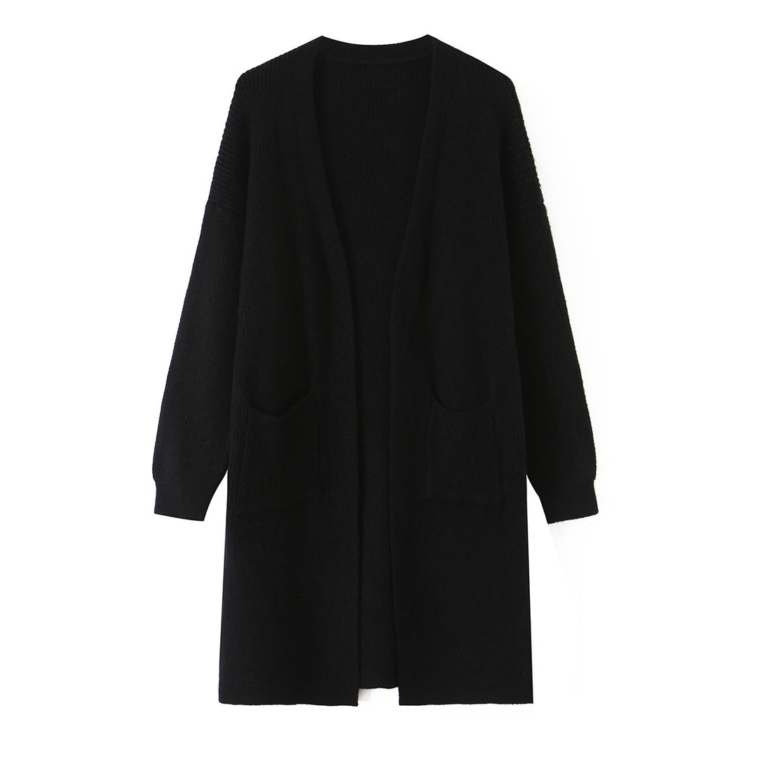 Damen Langer Oversize Strickcardigan mit aufgesetzten Taschen Drune