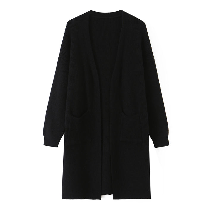Damen Langer Oversize Strickcardigan mit aufgesetzten Taschen Drune