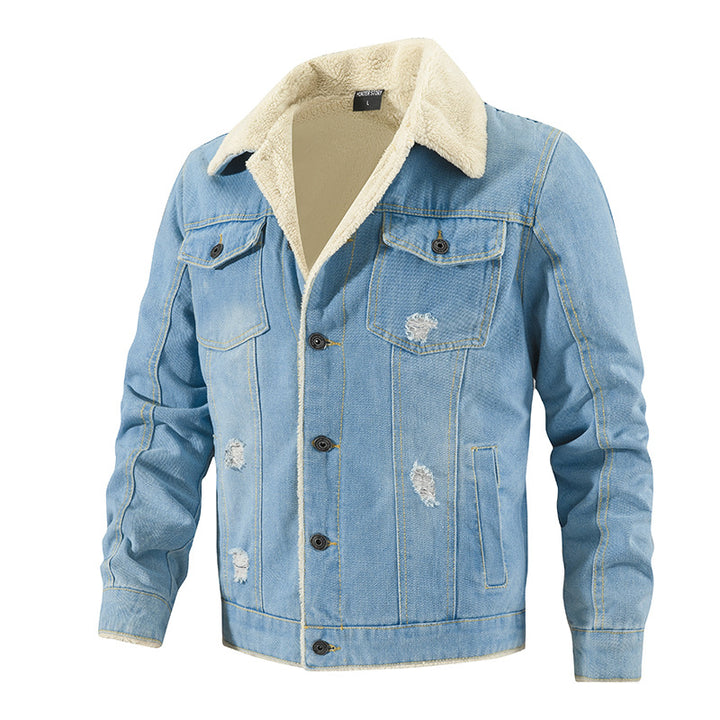 Herren Denim-Jacke mit sherpa Futter Drune
