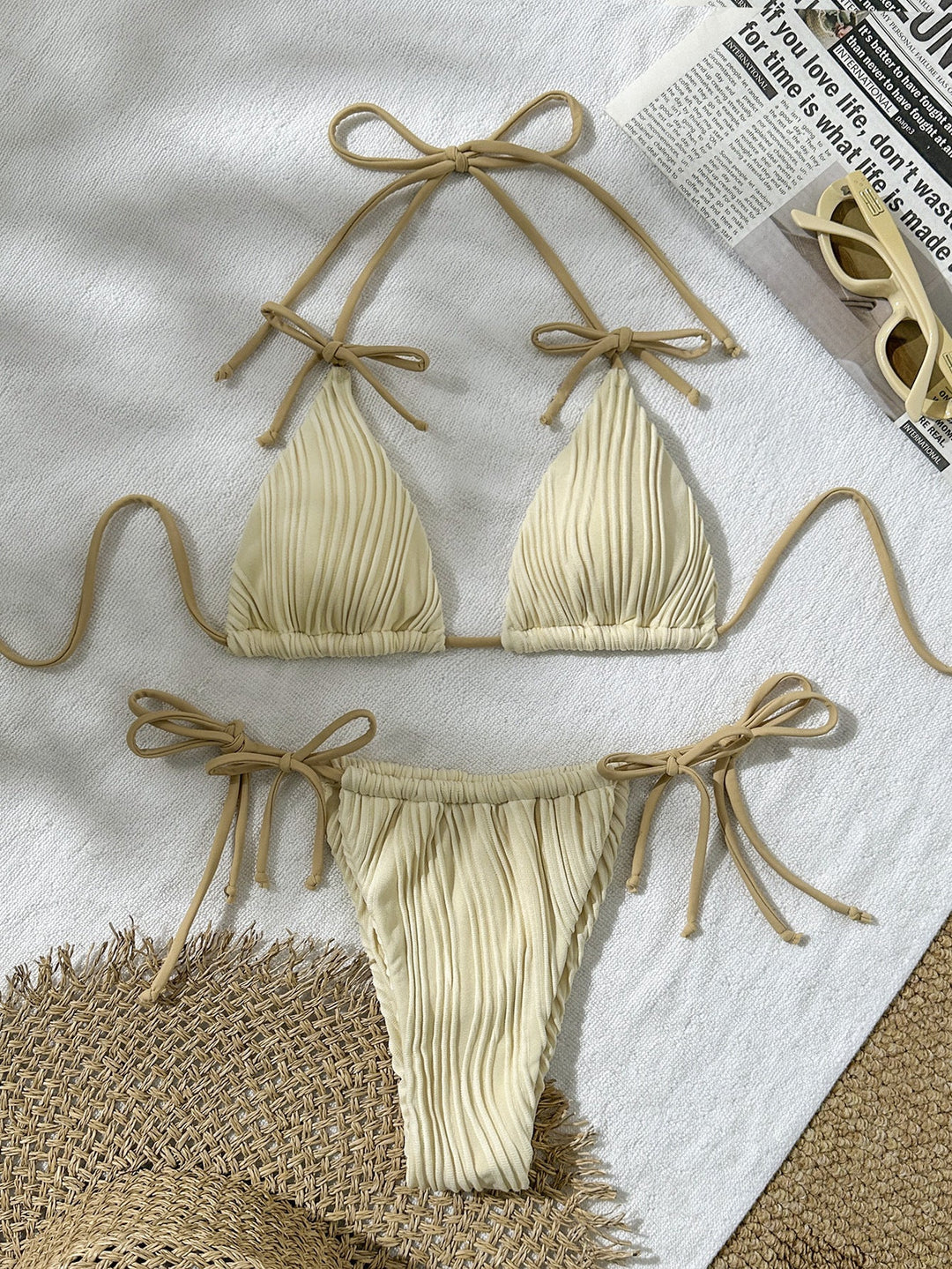Damen Triangel-Bikini mit verstellbaren Schnürungen Drune