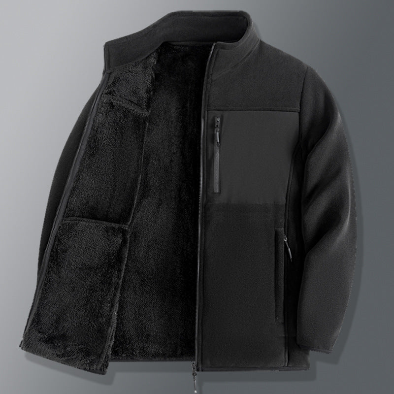 Herren funktionale Thermo-Fleecejacke mit weichem Teddyinnenfutter, Brustreißverschlusstasche und Zweiwege-Reißverschluss Drune
