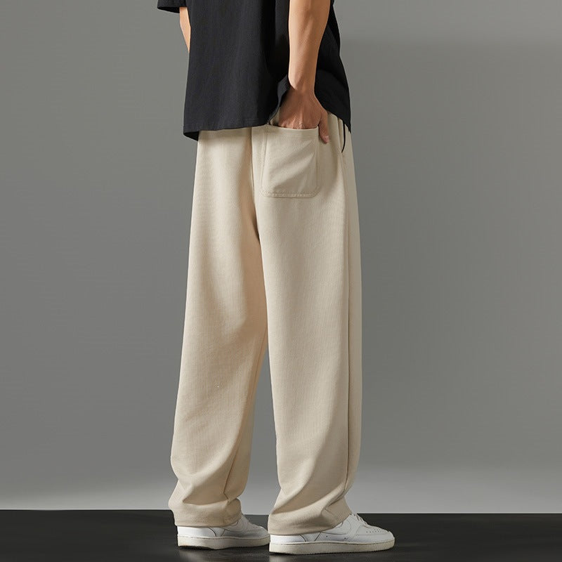 Herren weite Relaxed-Jogginghose aus French-Terry mit Kordelzug, elastischem Bund & geradem Bein Drune