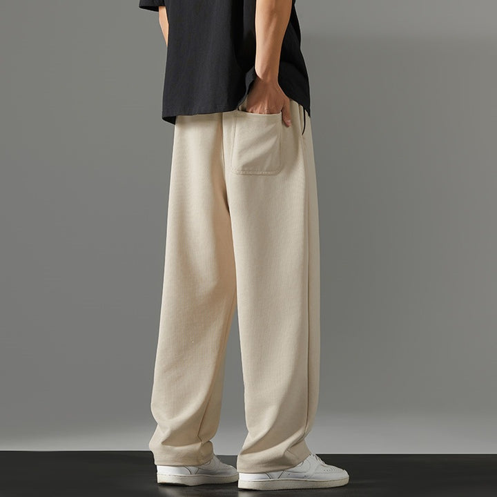 Herren weite Relaxed-Jogginghose aus French-Terry mit Kordelzug, elastischem Bund & geradem Bein Drune
