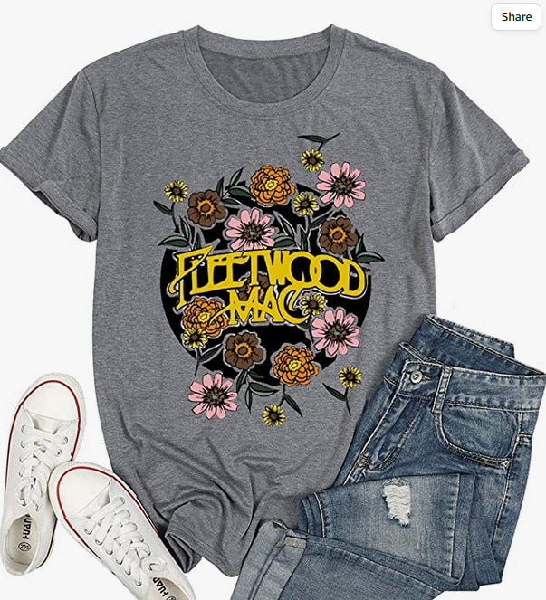 Frauen Vintage Band Grafik T-Shirt Drune