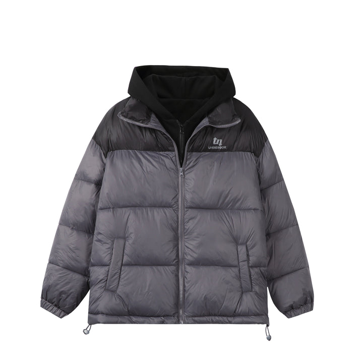 Unisex Kurz geschnittene High‑Loft Pufferjacke mit innenliegender Kapuze und Tunnelzugsaum Drune