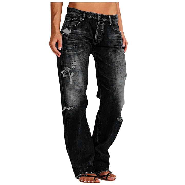 Damen nan weite zerrissene Jeans mit hoher Taille Relaxed Fit und ausgefranstem Saum Drune