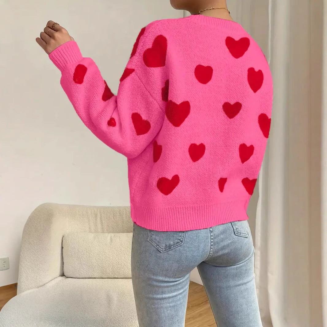 Damen Strickpullover mit auffälligem Herzdesign und lässigem Schnitt Drune