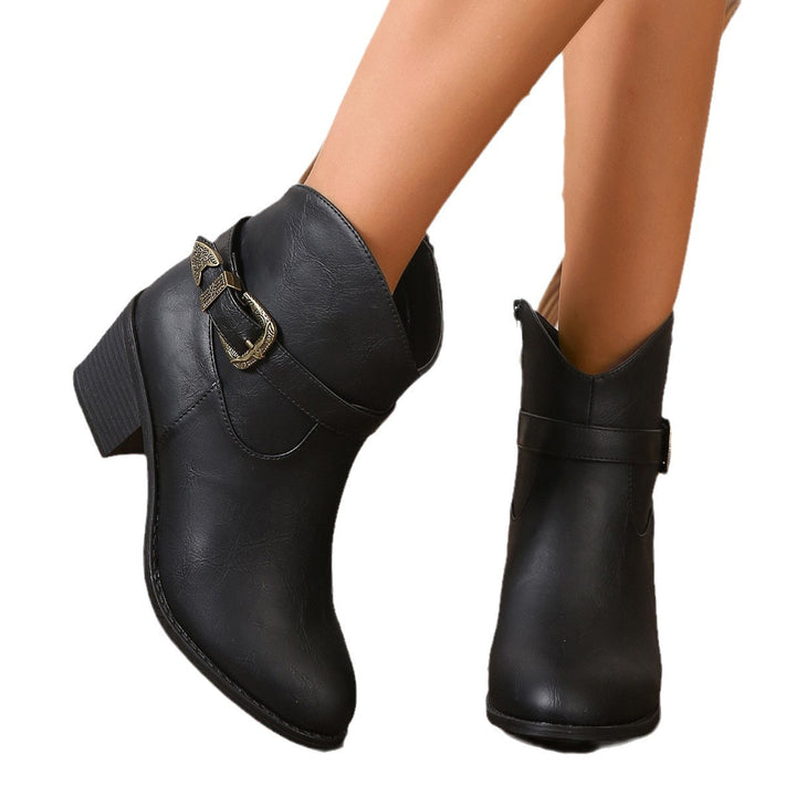 Damen Freizeit-Stiefeletten mit dekorativem Schnallen-Detail Drune