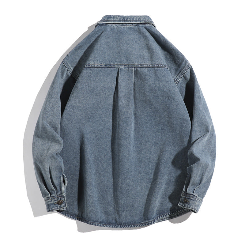 Herren Lässige Denim-Jacke mit Taschen Drune
