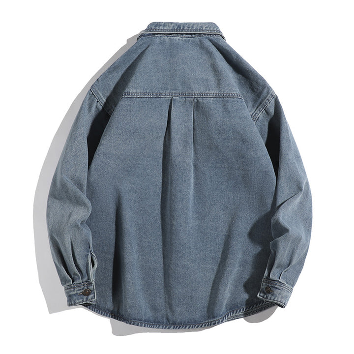 Herren Lässige Denim-Jacke mit Taschen Drune