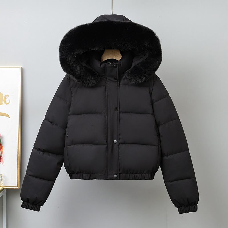 Damen nan kurz geschnittener Thermo-Blouson mit voluminöser Kapuzenblende und elastischem Saum Drune