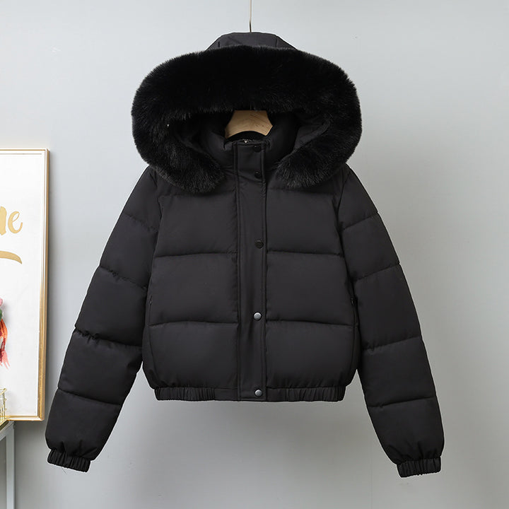 Damen nan kurz geschnittener Thermo-Blouson mit voluminöser Kapuzenblende und elastischem Saum Drune