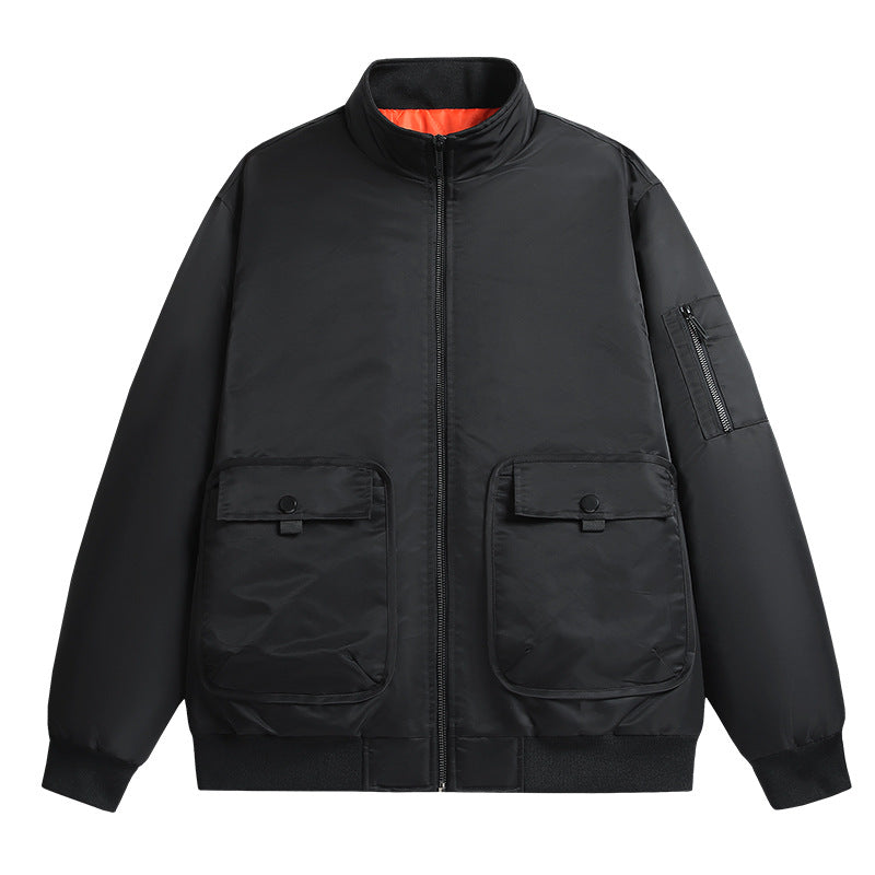 Herren Bomberjacke mit Stehkragen, Utility-Taschen und wattierter Thermoisolierung Drune