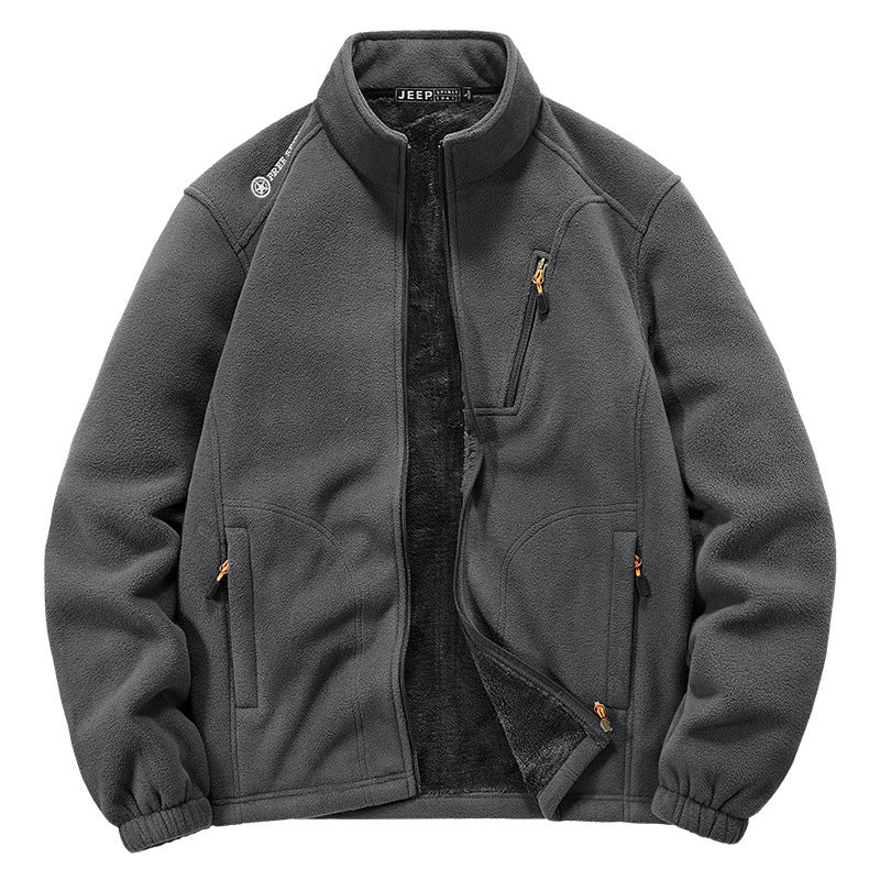Herren Thermo‑Fleecejacke mit Sherpa‑Innenfutter, Stehkragen und Reißverschlusstaschen Drune