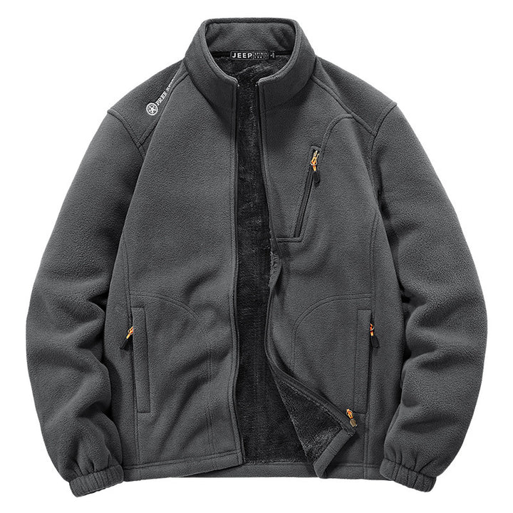Herren Thermo‑Fleecejacke mit Sherpa‑Innenfutter, Stehkragen und Reißverschlusstaschen Drune